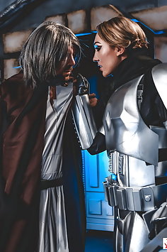 Stormtrooper Lily Labeau fucks Jedi Master in Star Wars porn parody - image 