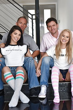 Teens Gina Valentina & Lilly Ford fuck each others dad| DaughterSwap - image 